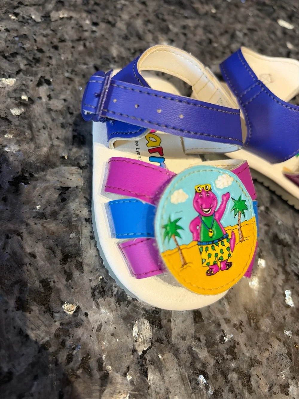 Vintage 90s 1993 Barney Sandals Shoes Baby Toddler size 3 Rare Beach Retro